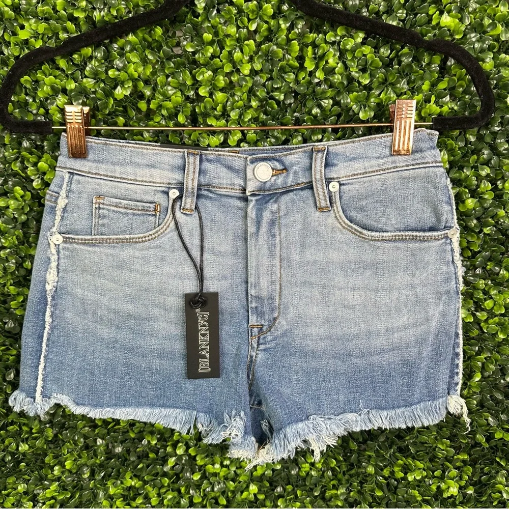 Nwt Blank NYC Light Blue Jean Shorts distressed fray‎ hem The Lenox high rise